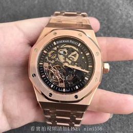 Designer Watch Luxury Automatic Mechanical Watches Series 15407 or Rose Gold Double Balance Wheel Hollow Out 18 k Male Table 41 Mm Movement Wristwatch