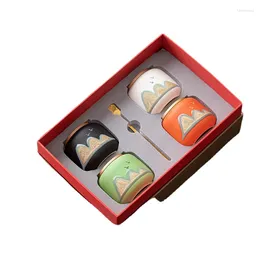 Teaware Sets Chinese Style Hand-Painted Ceramic Tea Jar Package Box Black And Green Custom Logo Fruit Teas