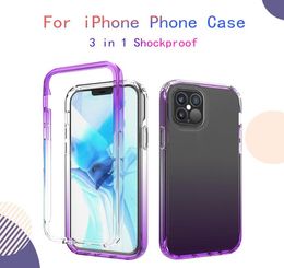 For iphone 12 Pro Max Gradient border Phone Case 3 in 1 Soft TPU Antifall Shockproof Protective Cover For iphone Xs 11 84475340