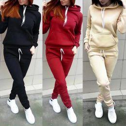 Sweatshirts Autumn Winter Hoodies Two Piece Sets Tracksuit Women Oversized Pullovers Sweatshirts Casual Long Pants Sports Suit Female