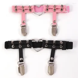 Belts Punk Leather Metal Heart Garters Sexy Rock Garter Belt Rivets Leg Ring Thigh Harness Suspenders Women Girls Body Jewelry