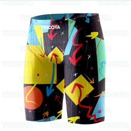 Men's Swimwear Swimming Jammer Shorts Training Endurance Athletic Jammers Swimwear Men Beach Trunks Swimsuit Uv Quick Dry Tight Surfing Shorts d240424