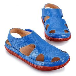 Sandali Summer Kids Leather Sandals Sandals per bambini Sandali in pelle genuina Boy Beach Shoes Kids Cloesd Toe Toe Shoes Girls Sandals 240423