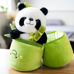 Toys New Bamboo Panda Plush Stuffed Toy Soft Bamboo Bag Simulation Stuffed Panda Cute Pillow Panda Cat Doll Childen's Birthday Gift