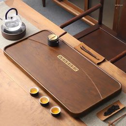 Tea Trays Rectangular Solid Wood Tray Black Serving Drip Chinese Chaban Luxury Bandeja Madera Decorative