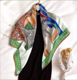 Satin Scarf For Hair Female Silk Head Scarves For Ladies Hand Sewn Edges Scarf 90 Foulard Luxe42119823616055