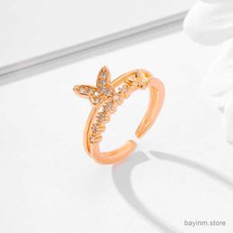 Wedding Rings New high-end gift giving elegant and trendy jewelry gold ring opening ring zircon party jewelry wedding jewelry