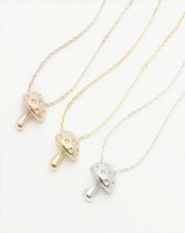 Trendy Mushroom Pendant Necklace threedimensional Design Suitable for Girl And Women Gold Silver Rose Three Color Optional9230510