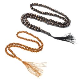 Clothing R2LE Wood Tasbih Prayer Beads 99 Muslim Prayer Beads Islamic Handheld Prayer Beads Muslim Rosary Beads Bracelet with Tassel