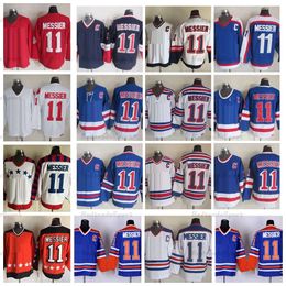 Kob Vintage Mark Messier #11 Hockey Jerseys 75TH Blue 1992 Nation Team Red Campbell Orange Stitched Shirts C Patch M-XXXL