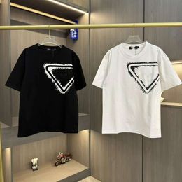 Triangle T-shirt Designer Top Quality P Luxury Fashion T-Shirt Summer Letter New Mens Womens Brand T-shirt Casual Pure Cotton Round Neck Loose Couple Short Sleeved