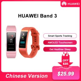 Wristbands New Huawei SmartBand 3 Smart Band Metal Frame Amoled Full Colour Display Touchscreen Swim Stroke Heart Rate Sensor For Smart Home