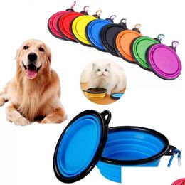 Dog Bowls Feeders 350Ml Large Collapsible Cat Folding Sile Bowl Portable Puppy Food Container Outdoor Feeder Dish Accessorie Fy5456 Dr Otsuz