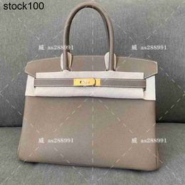 Platinum Handbag Family Pure Honeydew Thread Bag Togo Calfskin Lychee Women's Handmade Genuine Leather