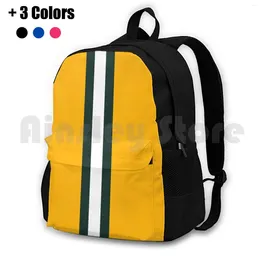 Backpack Green Bay Football Outdoor Hiking Waterproof Camping Travel Yellow Sports Team Player Ball