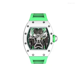 Wristwatches CRONUSART Men Automatic Watch Tonneau Mechanical Wristwatch Carbon Fibre Luminous Fluororubber Strap 138 Crystal Decorated Bull