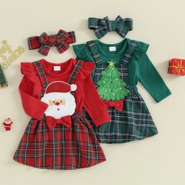 Sets ma&baby 018M Christmas Newborn Infant Baby Girl Clothes Sets Xmas Costumes Outfits Rompers Santa/Tree Skirts Headband D05