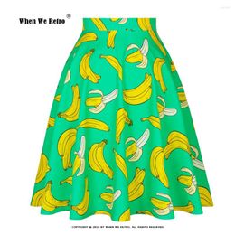 Skirts Autumn Women's Cotton Skirt 2024 Casual Feng Fruit Banana Printed Green Slim Office Retro VD0020 S-XXL