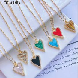 Pendant Necklaces 10 Pcs Colorful Heart Neckalce Zircon Moon Shape Pandant Necklace Fashion Jewelry Gift 52344