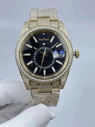 Wristwatches 42mmLuxury Watch Collection For Men - Diamond Bezel Strap Gold Dial Mechanical Movement Waterproof Folding Buckle Diving Ca
