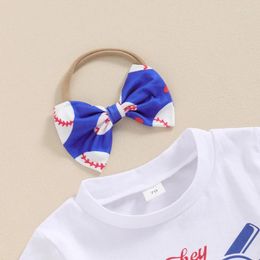 Clothing Sets Toddler Baby Girl Baseball Outfit Hey Batter Swing Shirt Print Shorts Headband Set Summer Clothes