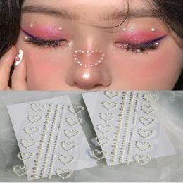 Tattoos Music Party Festival Simulated Pearl Heart DIY Eyes Face Jewels Makeup 3D Art Nail Fittings Accessories Body Art Stickers