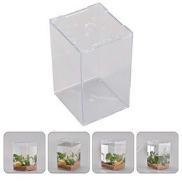 Betta Fish Tank Decor Desktop Small Transparent Container Acrylic Cylinder Miniature Aquarium 240424