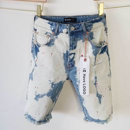 2024 jeans viola maschili cortometraggi casual bicchetta strappata sottile designer medio dritto impilato ksubi brandy pantaloni retrò jeans viola pantaloncini viola jeans