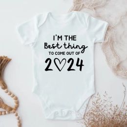 One-Pieces I'm the Best Thing 2024 Newborn Baby Clothes White Cotton Summer Bodysuits for Infants Short Sleeve Boys Girls Romper