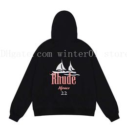 2023 Mens Hoodies Rhude Hoodie Letter Print Long Sleeve Fashion Men Women Sweater Hip Hop Hoodies Brand Sweatshirts SIZE M-2Xl Tracksuits Brands Outdoor Jacket 189