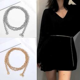 Belts Fashion Women Lady Waist Chain Belt Metal Gold Silver Color Waistband Chain Belt For Dress Shirts Clothes Accessories 240423