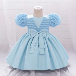 Girl Dresses Toddler Summer Sweet Party Baby Girls Formal 1st Birthday Princess Ball Gown Infant Big Bow Clothes Puff Sleeves Costume