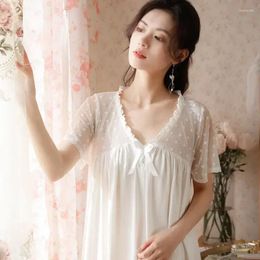 Women's Sleepwear Princess Sleeve Lace Night Nightdress Sexy Nightwear Fairy Cotton Nightgown Sweet Short Summer Long Women Dress Neck