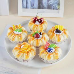 Decorative Flowers 6 Pieces PU Simulation Cake Model Food Play Bread Props Shop Window Display Pography