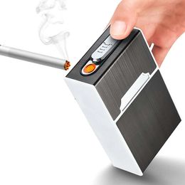 20Pcs Case With USB Rechargeable Electric Lighter Smoking Accessories Electronic Gadgets Lighter Cover Ciggarete Case