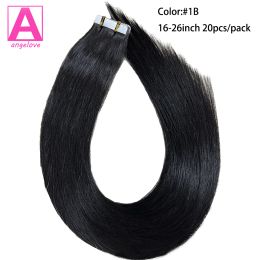 Wigs Wigs Straight Tape in Hair Human Hair Natural Black 100% Brazilian Human Hair 20 26inches 20pcs/pack Tape in