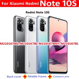 Frames Original Battery Cover Rear Door Housing For Xiaomi Redmi Note 10S 10 S Back Cover with Middle Frame + Camera Lens Replacement