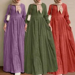 Ethnic Clothing Ramadan Muslim Dress Women Abaya Kaftan Islamic Casual Long Sleeve Shirt Vestidos Female Button Robe Spring Gown S-5XL
