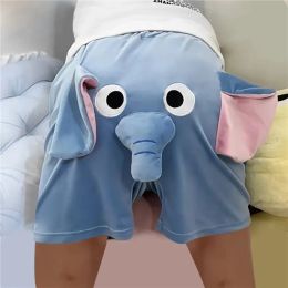 Shorts Lounge Pyjama Shorts 3D Ears Trunk Cartoon Lovely Elephant Loose Casual Plush Sleepwear Summer Men Women Shot Pants Home Wear