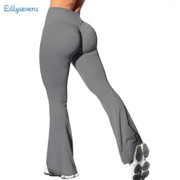 Women's Pants Women Yoga Casual Elastic Wide Leg Flare Slim Dancing Leggings High Waist Trousers Draped Jogger BuLift