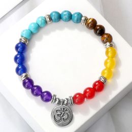 Strands Reiki 7 Chakra Healing Bead Bracelet Natural Stone Mala Pendant Buddha Balance Bracelets for Women Men Yoga Jewelry Dropshipping