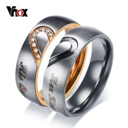 Bands Vnox Her King His Queen Couple Wedding Band Ring Stainless Steel CZ Stone Anniversary Promise Ring for Women Men