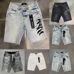 short Purple mens designer straight holes casual summer Night club blue Ksubi Jeans Women's shorts Patch Same styl s