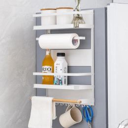 Racks Magnet Fridge Shelf Paper Towel Roll Holder Magnetic Storage Rack Spice Hang Rack Decorative Metal Shelf Kitchen Organizer