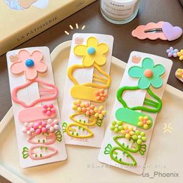 Hair Accessories 6 Pcs/Set New Children Colours Cute Flowers Carrots Ornament Hair Clips Baby Girls Sweet Barrettes Hairpins Kids Hair Accessories