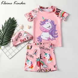 Swimwear Girls' Swimsuit Unicorn Rash Guard Girl 3 Pieces Bathing Suit Kids UPF50 UV Protection Children Swimming Suit Beach Clothes Baby