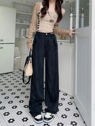 Women's Pants High Waisted Straight Leg Jeans For Women Autumn And Winter Black Loose Fitting Fashionable Wide