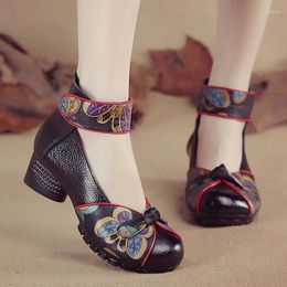 Dress Shoes 35-41 Low-heel For Women Soft-soled Ethnic-style Printed Casual Comfortable