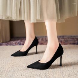 Dress Shoes Size 31-40 Black High-heeled Women Thin Heel Point Toe Pumps