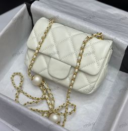 7A quality designer bag mini Bag Women's Bag Pearl chain Bag Sheepskin Single Shoulder Diagonal Straddle Bag